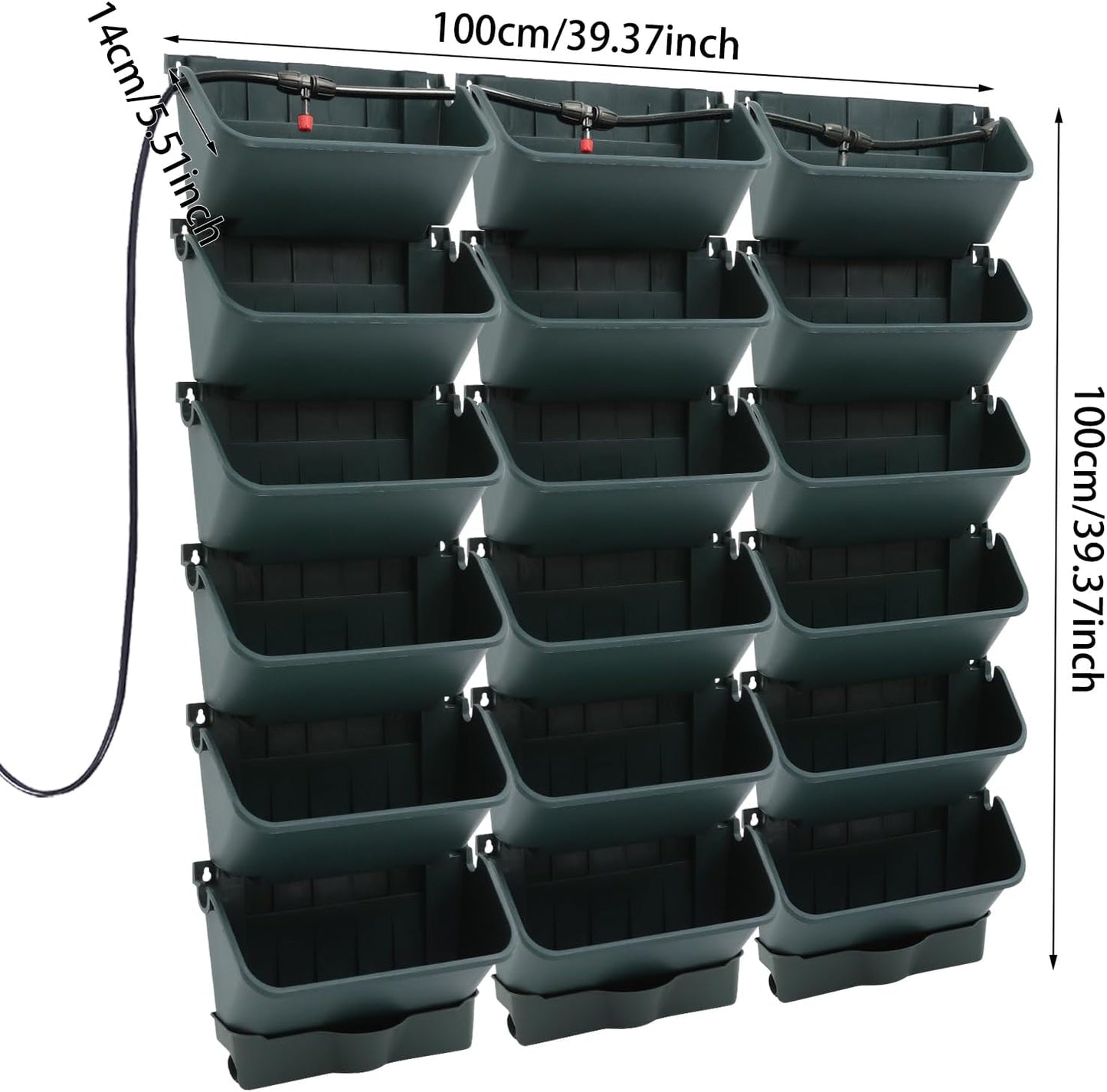 Self Watering Wall Planter with 18 Pots, Wall Planters for Indoor Plants, Vertical Garden Planter, Wall Mounted Plastic Plant Grow Pots for Fruits Vegetables Flowers Herbs (Green)