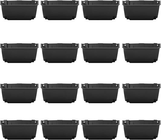 Eapmic Vertical Wall Planter with 16 Pots, Hanging Garden Plant Flowerpot Holder, Stackable Wall-Mounted Planter, Balcony Planters for Flowers Vegetables Fruits (Black, 16 Pots)