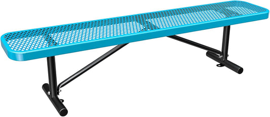 Heavy-Duty Park Bench or Table for Outside - Black Coated Outdoor Furniture Steel Bench, Commercial-Grade Outdoor Benches Weatherproof for Park, Patio, Porch (Blue, 8FT (Without Backrest))