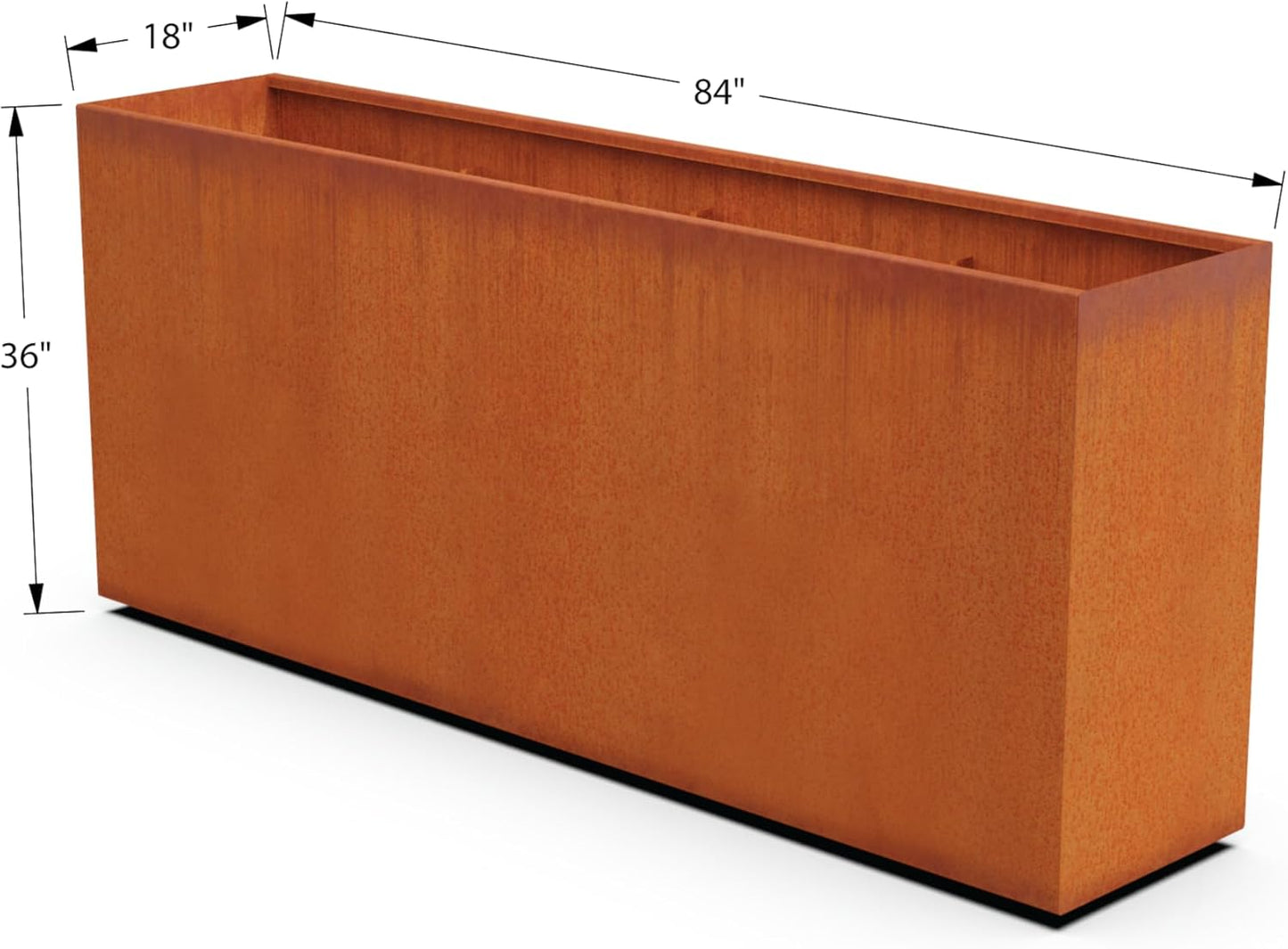 Large Rectangular Planters for Outdoor Plants | 84x18x36 Extra Large Corten Steel Planter | Modern Metal Planter Box for Patio & Garden Privacy | Heavy Duty & Fully Assembled