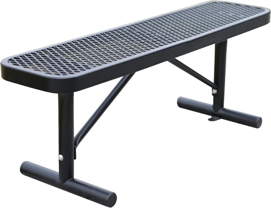 48" L Outdoor Steel Flat Bench, Heavy Duty Metal Park Bench for Outside, Expanded Metal, Commercial Benches Mesh Bench for Shopping Mall, Store, Lawn, Park, Patio, Deck, Garden