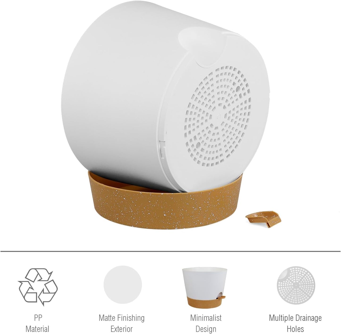 12 inch Large Self Watering Pots for Indoor Outdoor Plants, Flower Plant Pots with Drainage Holes for Garden House Plants, Plastic Planters with Reservoir for Home Plants, White with Brown