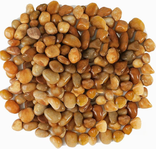 12 LBS River Rocks, StoneCreek, Decorative Garden Stones for Plant Landscaping, Polished Gravel Filler Pebbles for Home Decoration, Vases, Succulents, Flower Beds and Fish Tanks (Pale Yellow, Medium)