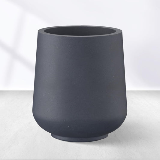 Kante 15.3" Dia Round Concrete Planter, Outdoor Indoor Large Plant Pots Containers with Drainage Hole and Rubber Plug for Home Garden Patio, Dark Gray
