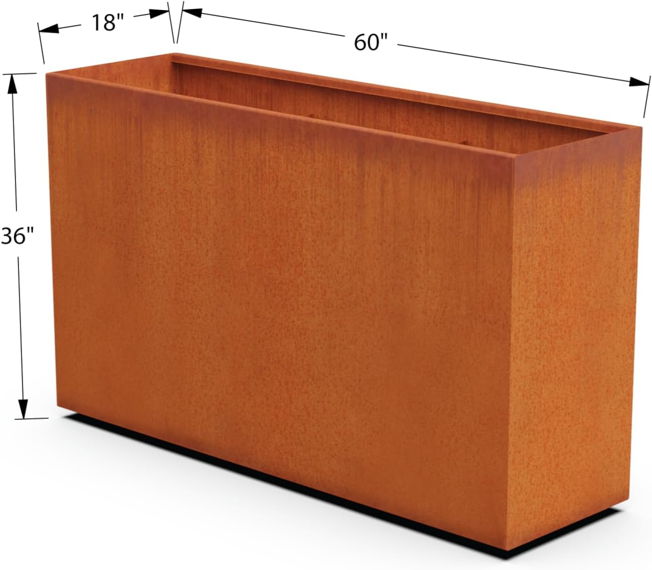 Large Rectangular Planters for Outdoor Plants - 60x18x36 Inch Corten Steel Planter, Extra Large Outdoor Planter Box for Patio, Garden & Privacy Screen
