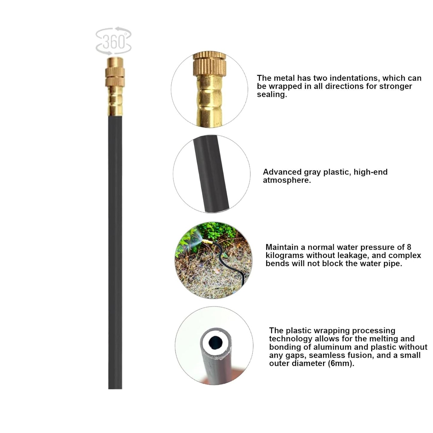 New drip Irrigation kit, Automatic Garden Watering System, Quick Connector and 360-degree Bending Dropper atomizing Copper Nozzle, Garden Plant Lawn Courtyard Watering System.(25spray nozzles)
