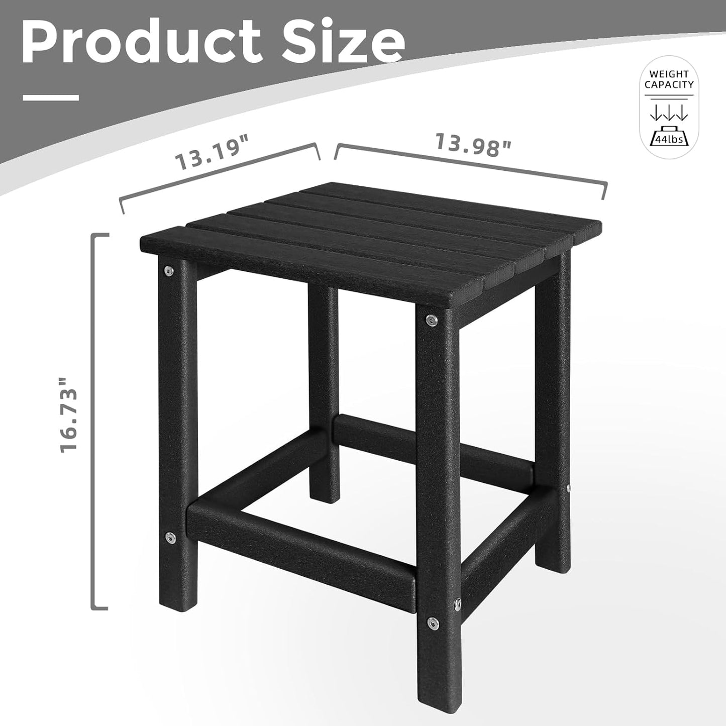 Adirondack Side Table Outdoor, HDPE Small Outdoor Table for Patio,Outside End Table for Porch, Deck, Pool, Weather Resistant/Easy Maintenance/Indoor or Outdoor Use, Back