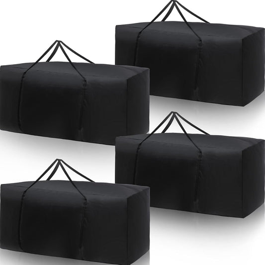Silkfly 4 Pcs Patio Cushion Storage Bags 60" L x 20" W x 28" H Outdoor Cushion Storage Bag Extra Large Zippered Furniture Pillow Protective Storage Bag Black 420D Oxford Fabric Christmas Tree Storage