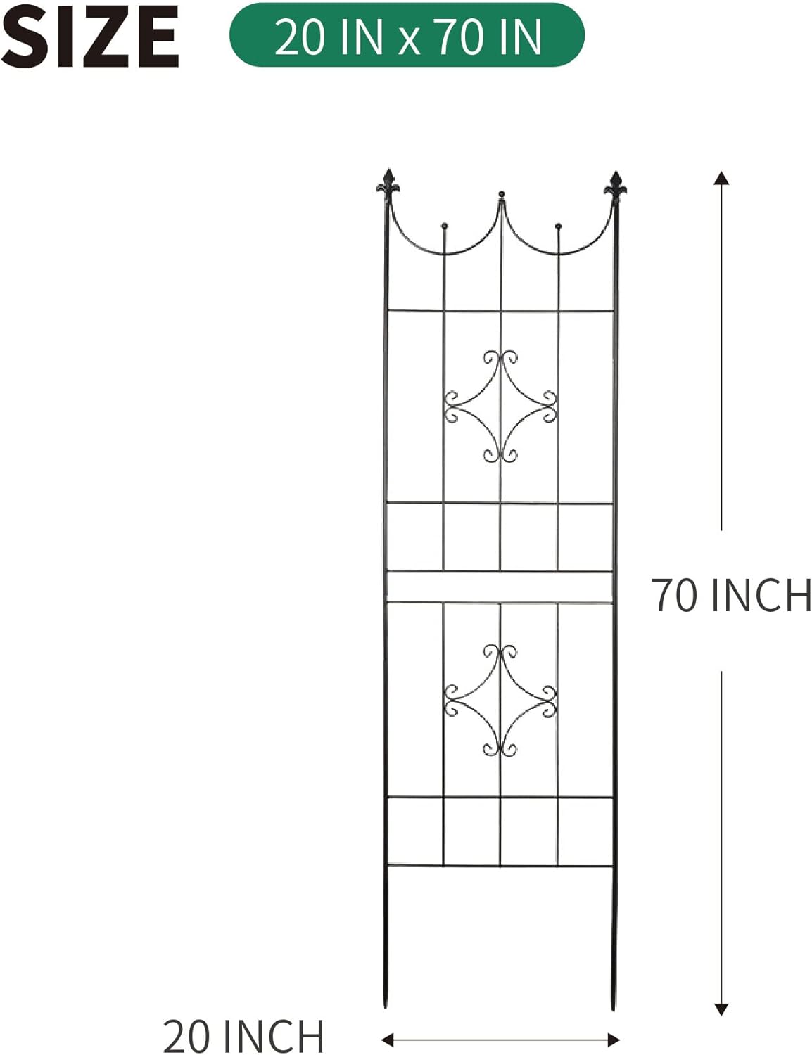 Trellis 70” x 20” for Climbing Plants 6FT Metal Iron Wire Vine Flower Trellises for Outdoor Climbing Plants Support
