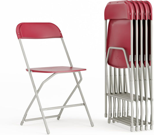 Flash Furniture Hercules Series Plastic Folding Chair - Red - 6 Pack 650LB Weight Capacity Comfortable Event Chair-Lightweight Folding Chair