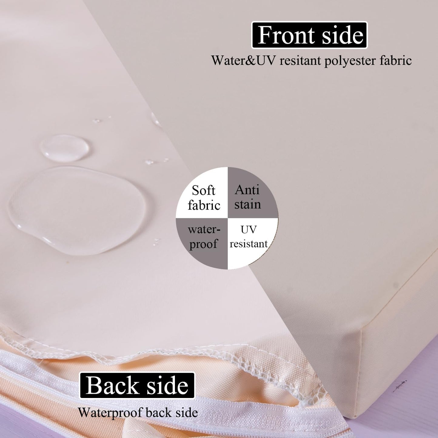 Patio Chair Cushions Non Slip Bottom Chair Pad with Ties Waterproof Square Outdoor Seat Cushion Replacement for Garden Swing Furniture Set of 2 18 x18 Inch, Beige