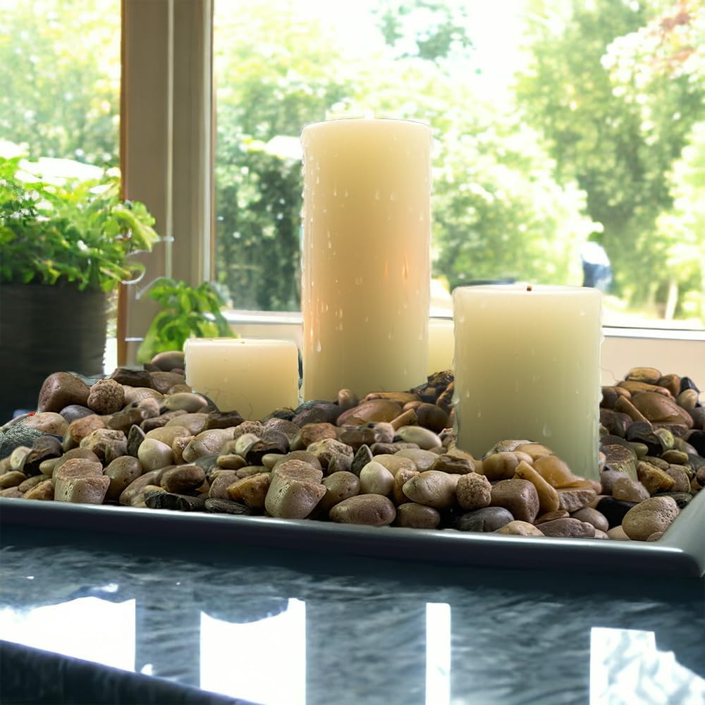 HappyFiller 2 LB Natural River Rocks Decorative Pebbles Polished Terrarium Stones Assorted Colors for Indoor Garden Plants Top Dressing Soil Cover,Aquarium Fish Turtle Tank Decor,Zen Garden