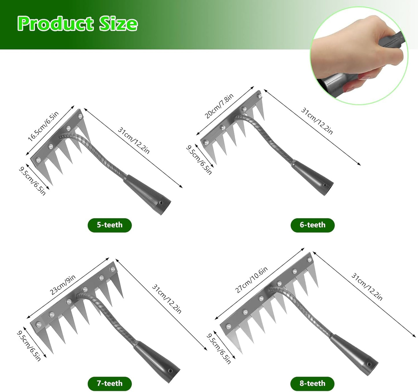 Iron Weeding Rake 2.0, New 5/6/7/8 Garden Weeder Rakes, Heavy Duty Yard Rake Hand Weeder Puller Tool for Efficient Weed Removal, Soil Cultivation, and Lawn Care, Without Stick (8 Teeth)