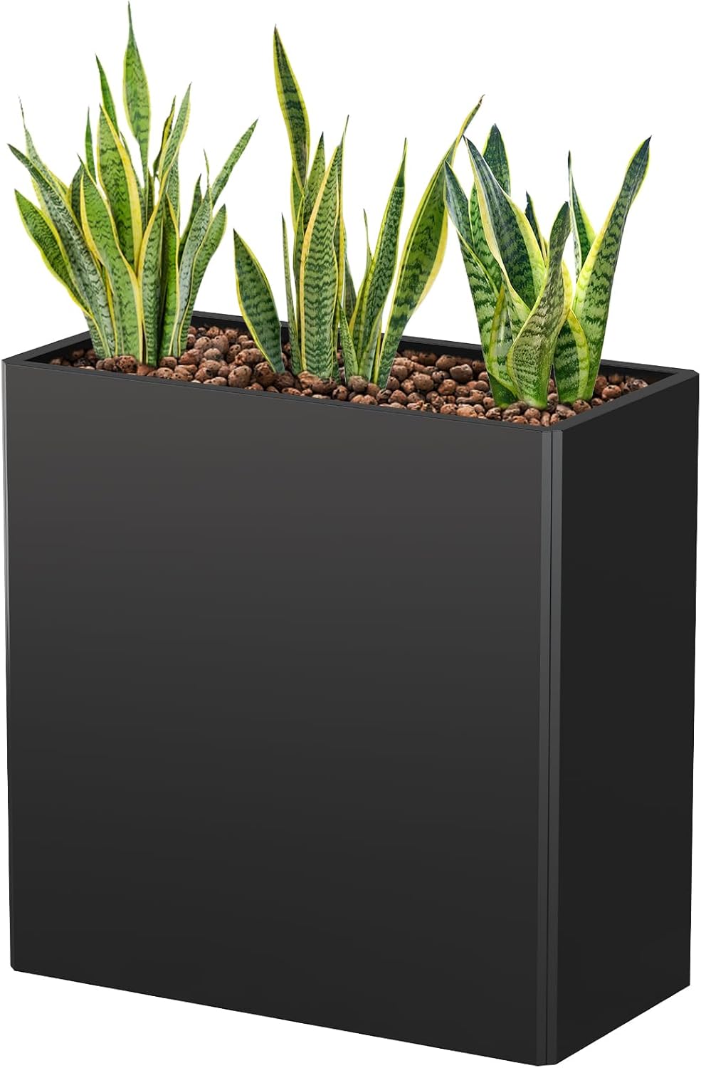 Galvanized Steel Tall Planter – 24x12x24in with Removable Insert Shelf | All-Weather Rectangular Metal Planter Box for Porch, Garden, Patio | Indoor & Outdoor Use | Black