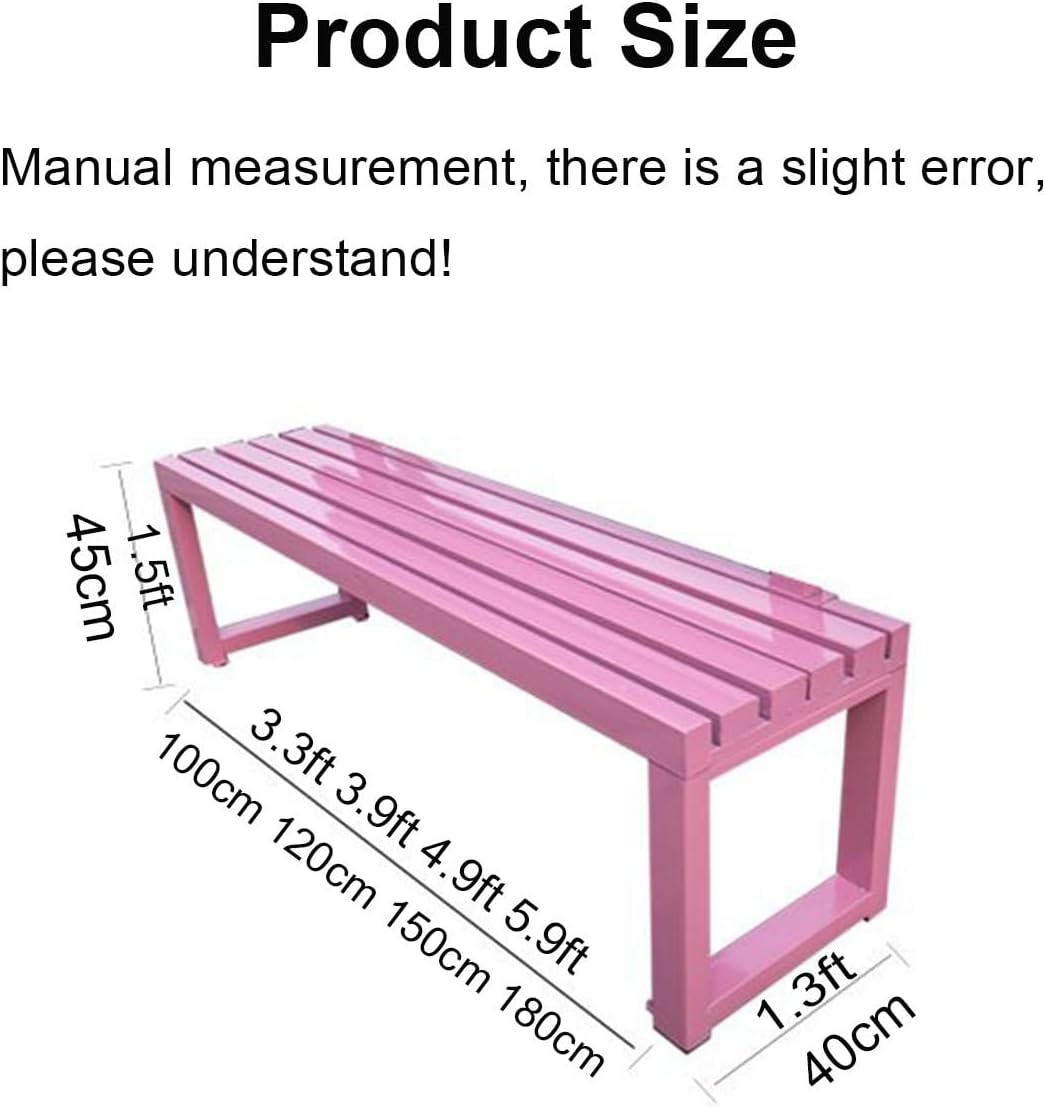 Weatherproof Metal Dining Bench, Outdoor Bench Backless Patio Bench 2-Person Farmhouse Bench Garden Bench for Kitchen, Living Room, Entryway(Red,59in)