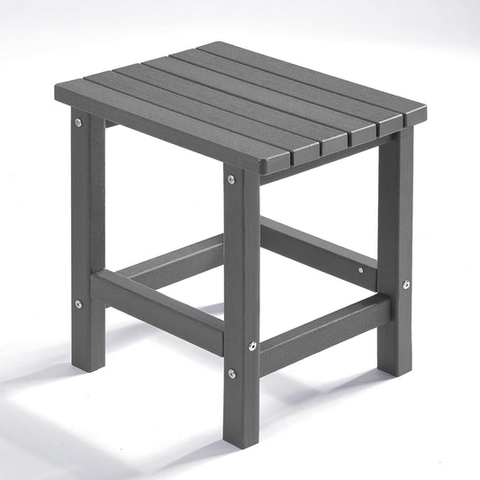 PASAMIC Adirondack Square Side Table, HDPE Outdoor Side Tables, Weather Resistant End Table for Patio, Backyard, Pool, Indoor Companion, Beach, Easy Maintenance (Grey)