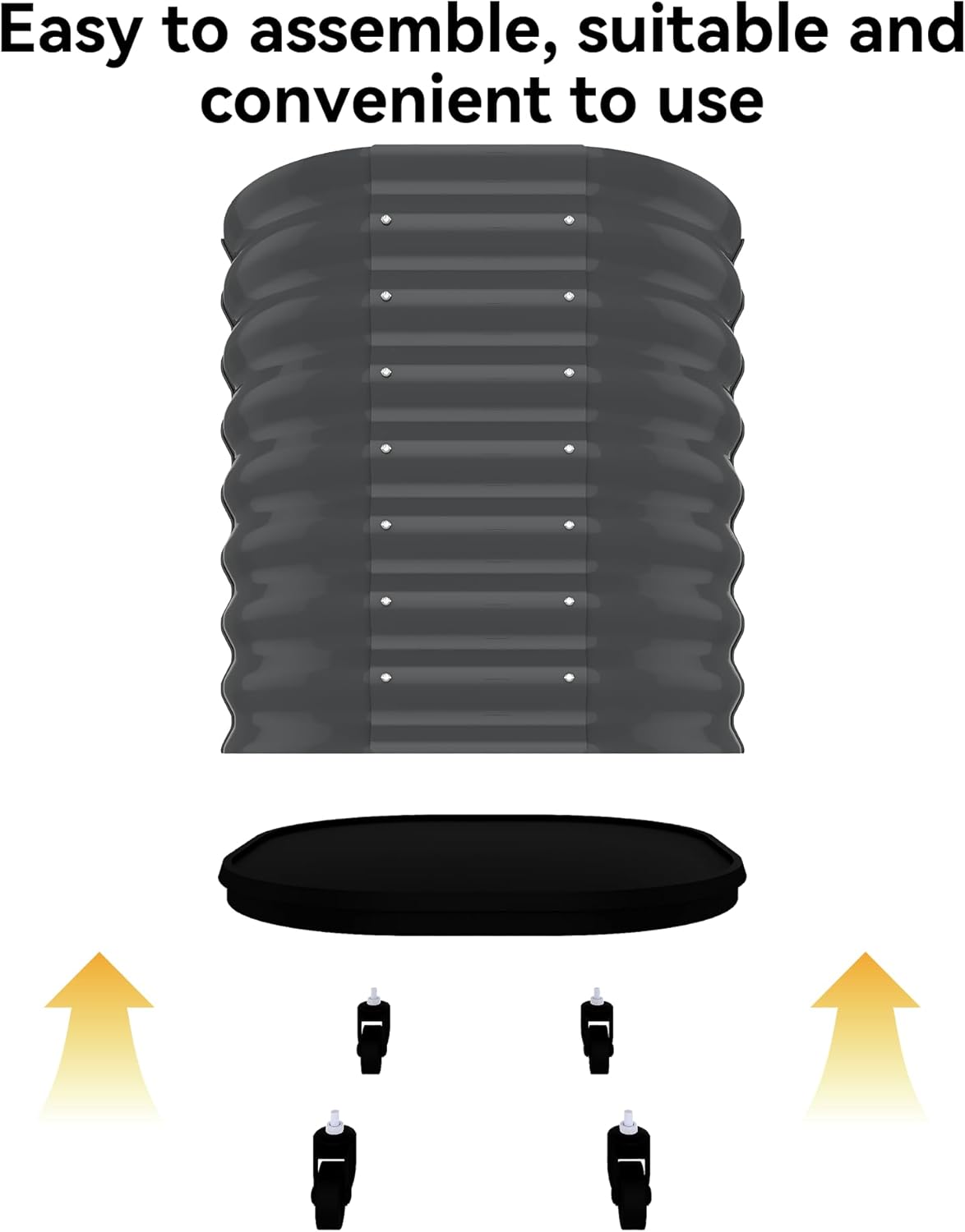 24x24x28in Galvanized Raised Garden Bed with Wheels & Water Reservoir – Durable Outdoor Planter Box, Elevated Raised Beds for Gardening, Portable Garden Box for Indoor/Outdoor Plants, Gray