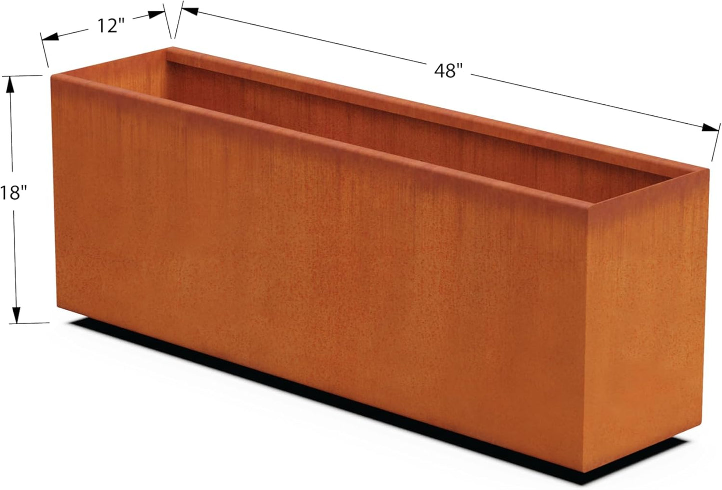 Large Rectangular Planters for Outdoor Plants - 48x12x18 Inch Corten Steel Planter | Heavy Duty Metal Planter Box for Modern Patio & Landscape Design, Arrives Fully Assembled