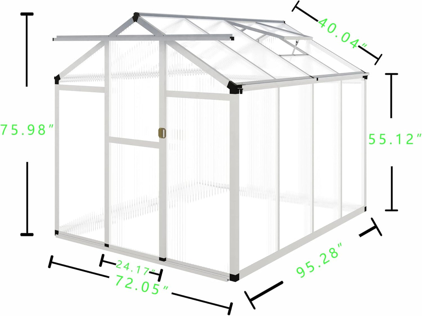 CQZY 6x8 FT Greenhouse for Outdoors,Walk-in Greenhouse for Outside,Silver