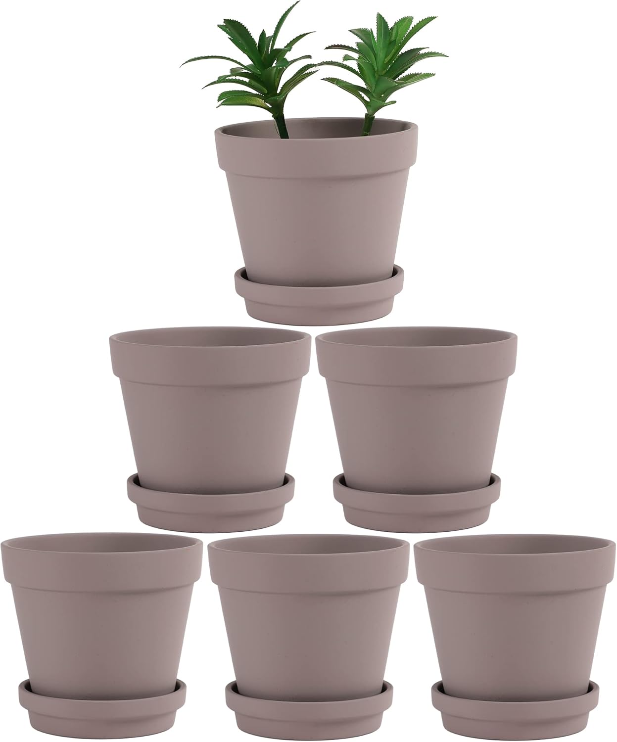 Terra Cotta Pots with Saucer- 6-Pack Large Terracotta Pot Clay Pots 5.5'' Clay Ceramic Pottery Planter Cactus Flower Pots Succulent Pot with Drainage Hole- for Plants,Crafts terra cotta planter(Grey)
