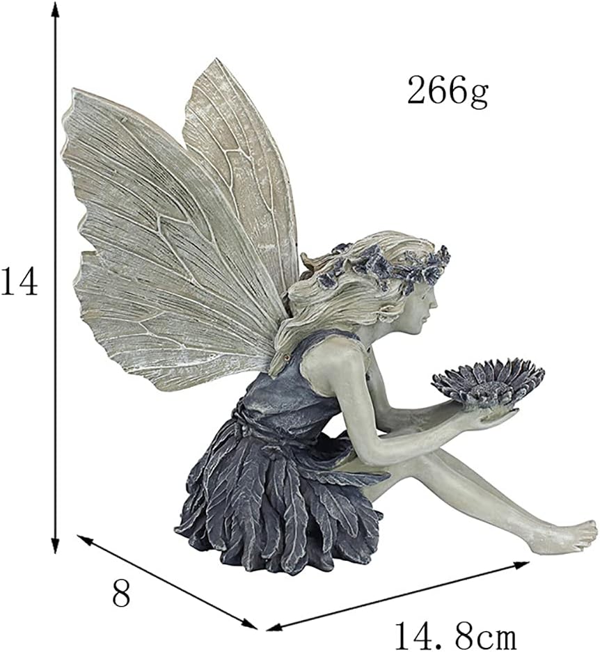 Outdoor Garden Fairy Statue Ornaments, Angel Sculpture Realistic Figurine Decor, Antique Resin Craft Home Table Decorations Lawn Yard Art Porch Patio Housewarming Garden