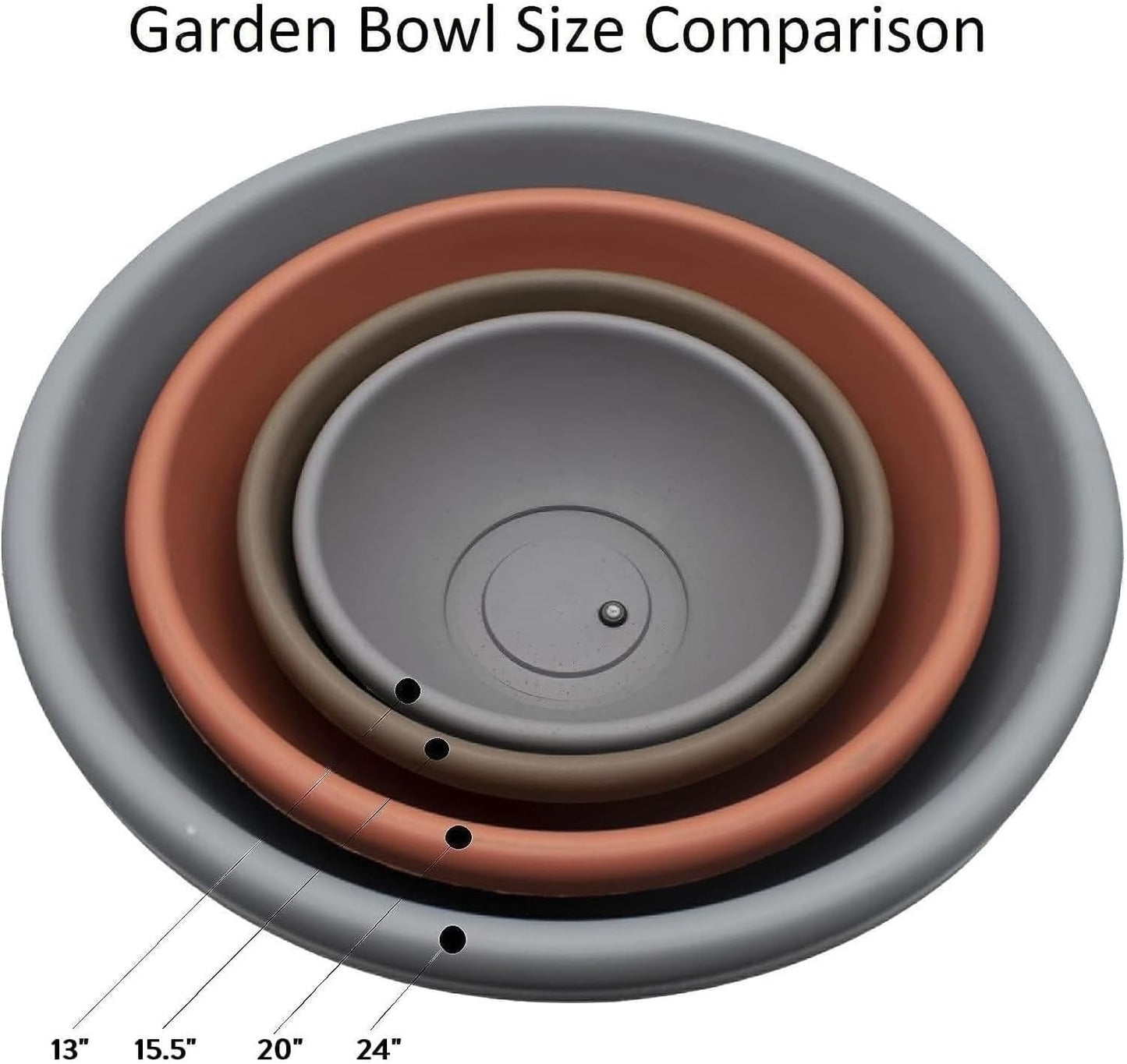 The HC Companies Shallow Planter with Drainage - Contemporary Garden Bowl Planter for Flowers, Herbs & More - Round Succulent Planter Pot for Indoors and Outdoors (24" Chocolate, Pack of 1)