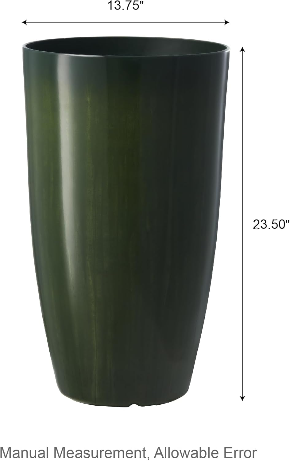 Glitzhome 23.5" H Large Tall Planter for Outdoor Plants,Set of 2 Plastic Tall Planters with Drainage Holes,Round Tapered Faux Ceramic Gradient Green Flower Tree Pots for Porch Patio Indoor Outdoor