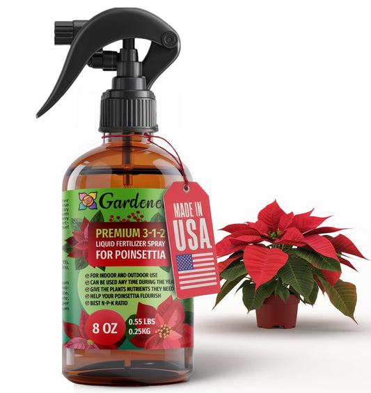 Premium Holiday Plant Food Mist - 3-1-2 Liquid Fertilizer Spray for Poinsettias, Christmas Flowers, and Greenery - 8oz