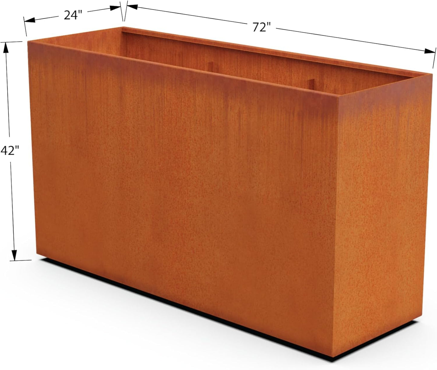 Large Rectangular Planters for Outdoor Plants | 72x24x42 Inch Corten Steel Planter | Extra Large Outdoor Planter Box for Patio Privacy Screen & Commercial Landscaping | Made in USA