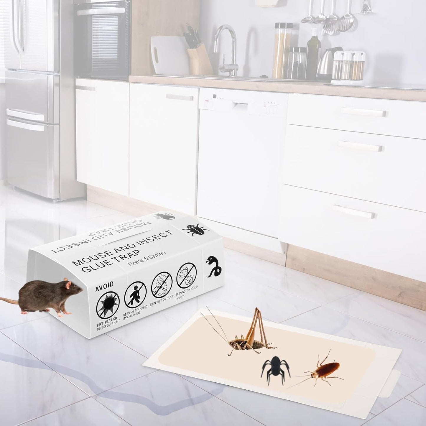 Qualirey Mouse and Insect Glue Boards Pest Glue Traps Bulk Large Mouse Rat Trap Sticky Adhesive for Mice Spider Moth Cockroaches Cricket House Indoor Outdoor Non Toxic(200 Pcs,9.72 x 5.12 Inch)