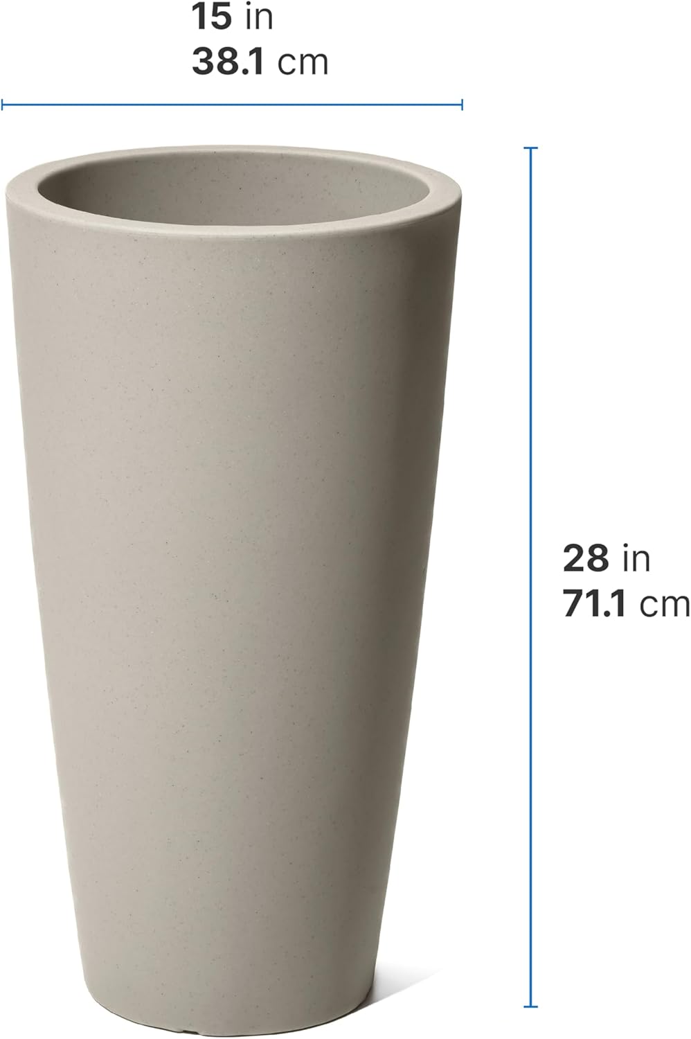 Step2 Tremont Tall Round Tapered Planter, Large Planters for Outdoor Plants, Gardening and Flower Pot for Patio or Porch, Efficient Drainage, Durable Plastic, Concrete, 2-Pack