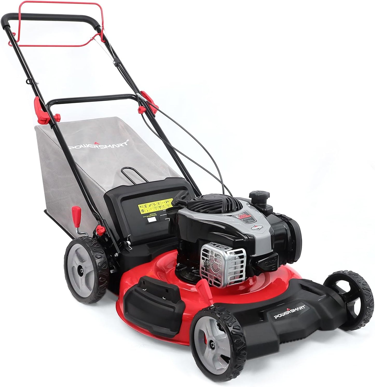 PowerSmart Self Propelled Gas Lawn Mower, 22-Inch with 140cc Briggs and Stratton E550 Engine 3-in-1 Rear-Wheel Drive Lawnmower with Bagging