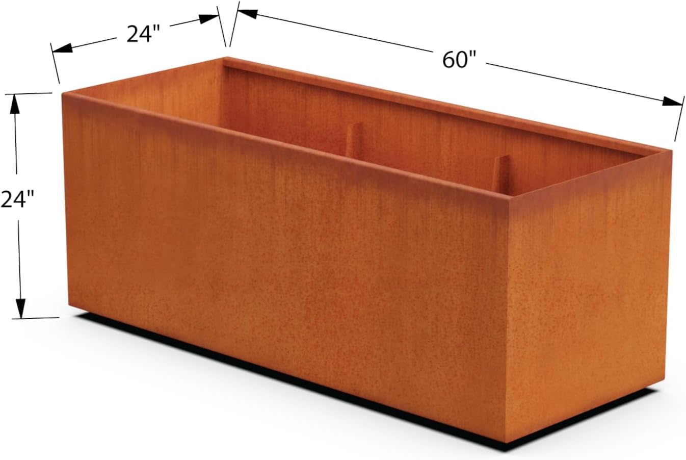 Extra Large Corten Steel Planter 60x24x24 | Large Rectangular Planters for Outdoor Plants & Modern Landscape Design | Heavy Duty Metal Planter Box