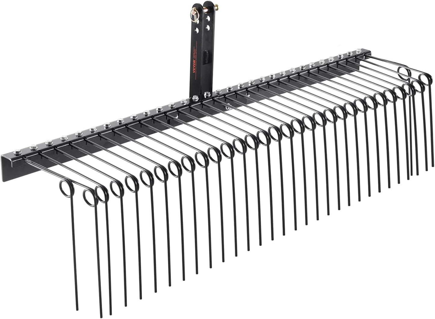 VEVOR Tow Behind Landscape Rake, 72" Tow Dethatcher with 32 Steel Tines, Lawn Dethatcher Rake Attaches to Category 1, 3 Point Hitch for Tractor, for Leaves, Pine Needles, Straw, and Grass