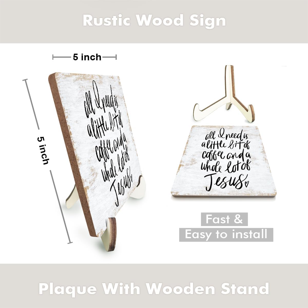 Inspirational Wood Sign Rustic Desk Decor Home Cubicle Office Decor Work Table Office Accessories Decorative Christian Religious Bible Verse Faith Decorations Office Supplies Cubicle Decor