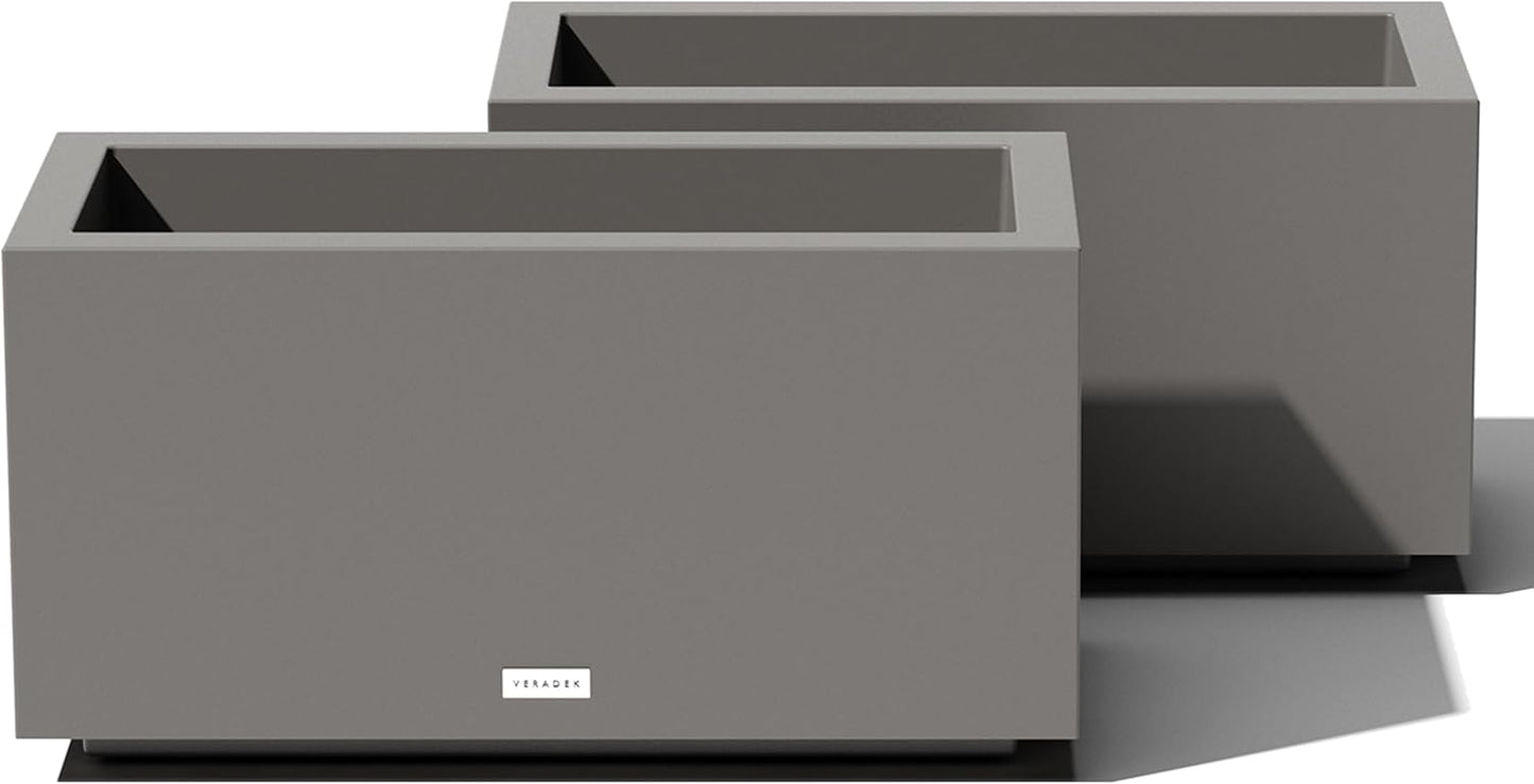 Veradek Block Series Long Box Planter - Large Rectangular Planter for Indoor or Outdoor Patio/Porch | Durable All-Weather Use with Drainage Holes | Modern Décor for Tall Plants, Flowers or Shrubs