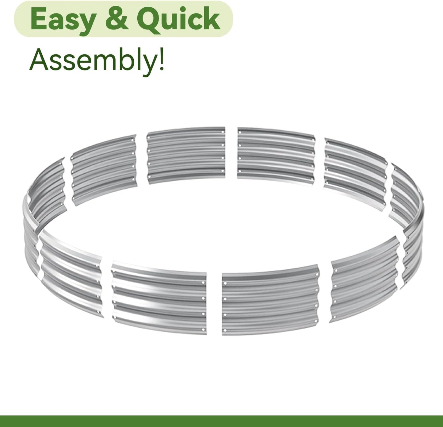 5x5x1ft Round Galvanized Raised Garden Bed Kit，Galvanized Planter Box Raised Garden Beds，Large-Capacity Easy Assembly Outdoor Metal Raised Bed for Gardening Vegetables，Fruits，Flowers，Classic Silver