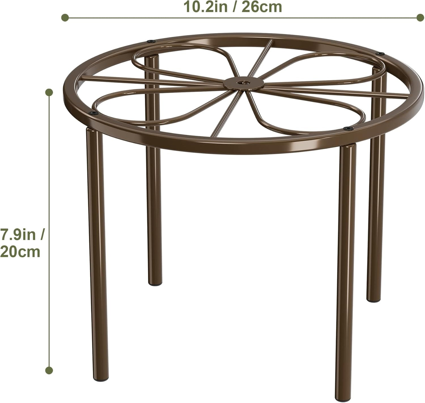 Brown Plant Stand Plant Riser - 10.24'' Metal Flower Stand for Garden Home, Anti-rust Plant Holder for Multiple Plant Indoor or Outdoor.