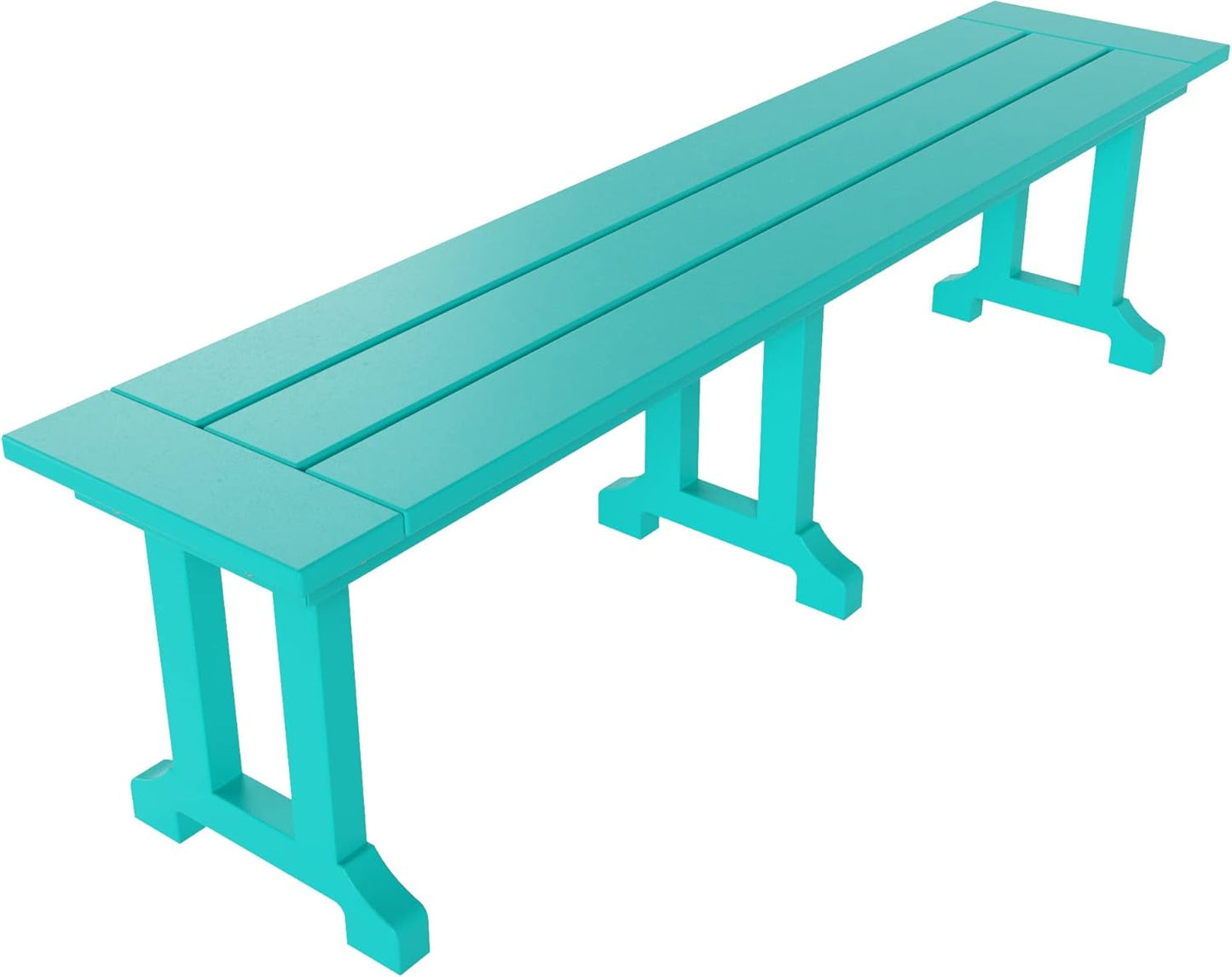WestinTrends Malibu 65" Outdoor Dining Bench, All Weather Resistant Poly Lumber Patio Garden Bench Trestle Long Bench for Both Outdoor and Indoor, Turquoise