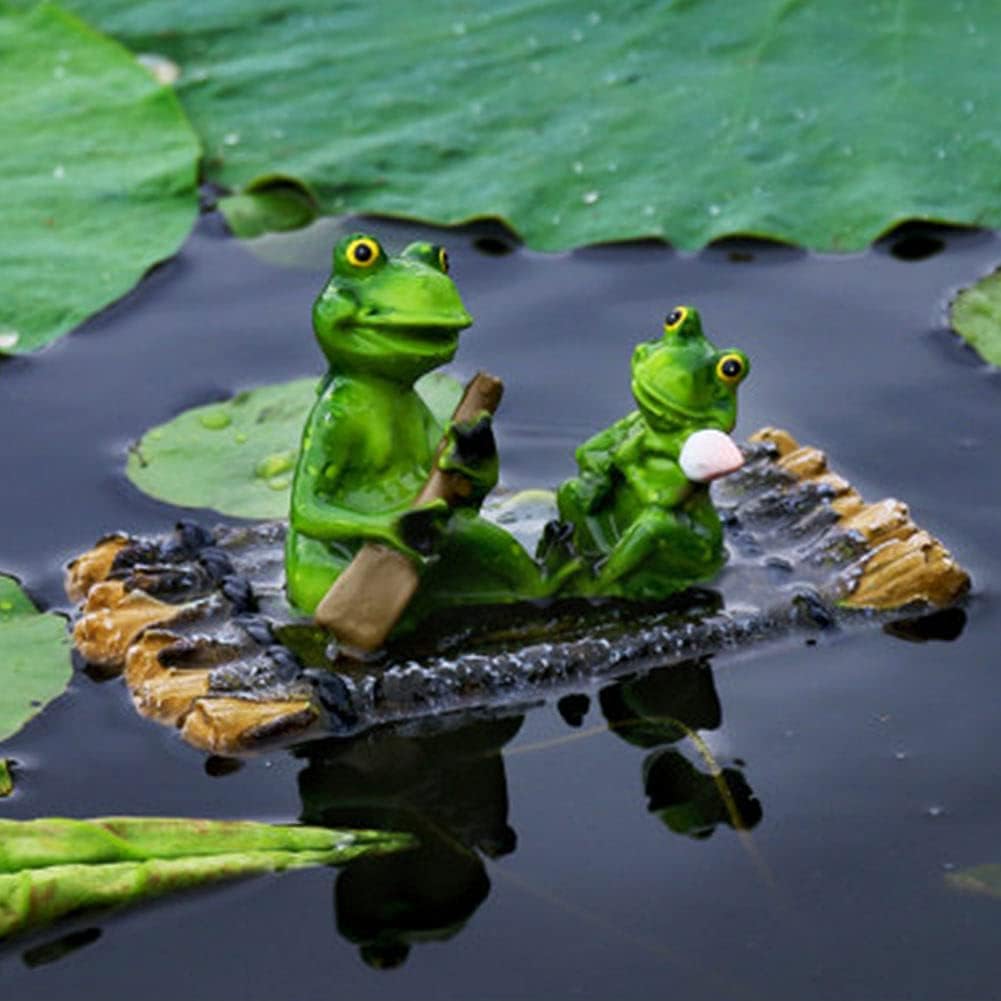 Saycker Water Floating with Frog Ornament Figurine Statue Craft for Home Yard Garden Pond Decoration Photo Prop Gift Rowing(Frog Shape)