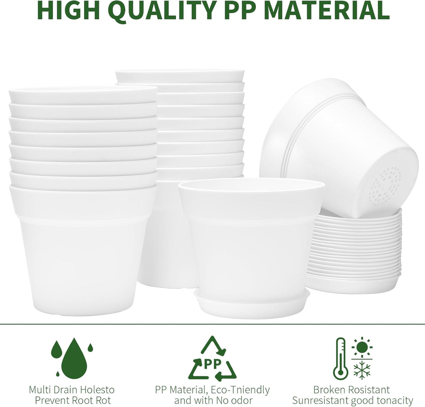 GARDIFE 20 Pack 6 inch Plant pots, planters for Indoor Plants, Flower pots, White