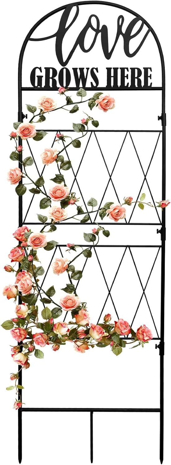 hogardeck 45 * 35 inch Metal Garden Trellis for Climbing Plants Flowers Outdoor,Heavy Duty,Black Coating Rustproof Trellis for Rose, Vegetable, Flowers, Perfect for Training Climbing Plants (1Pcs)
