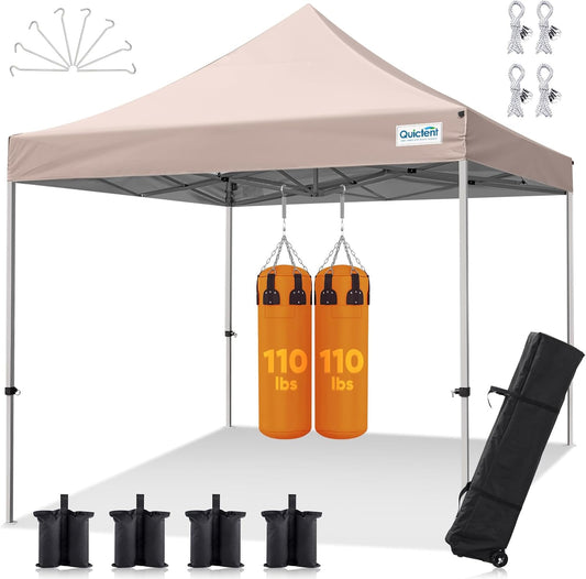 Quictent 10x10 Heavy Duty Pop Up Canopy Tent- Easy up Outdoor Commercial Canopies, Waterproof, 11ft Interior Height, Easy Setup, Includes Sand Weight Bags and Wheeled Carry Bag