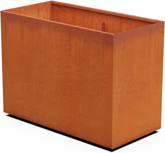 Large Rectangular Planters for Outdoor Plants | 48x24x36 Extra Large Corten Steel Planter Box for Patio & Garden | Heavy Duty Metal Planter for Privacy Screen