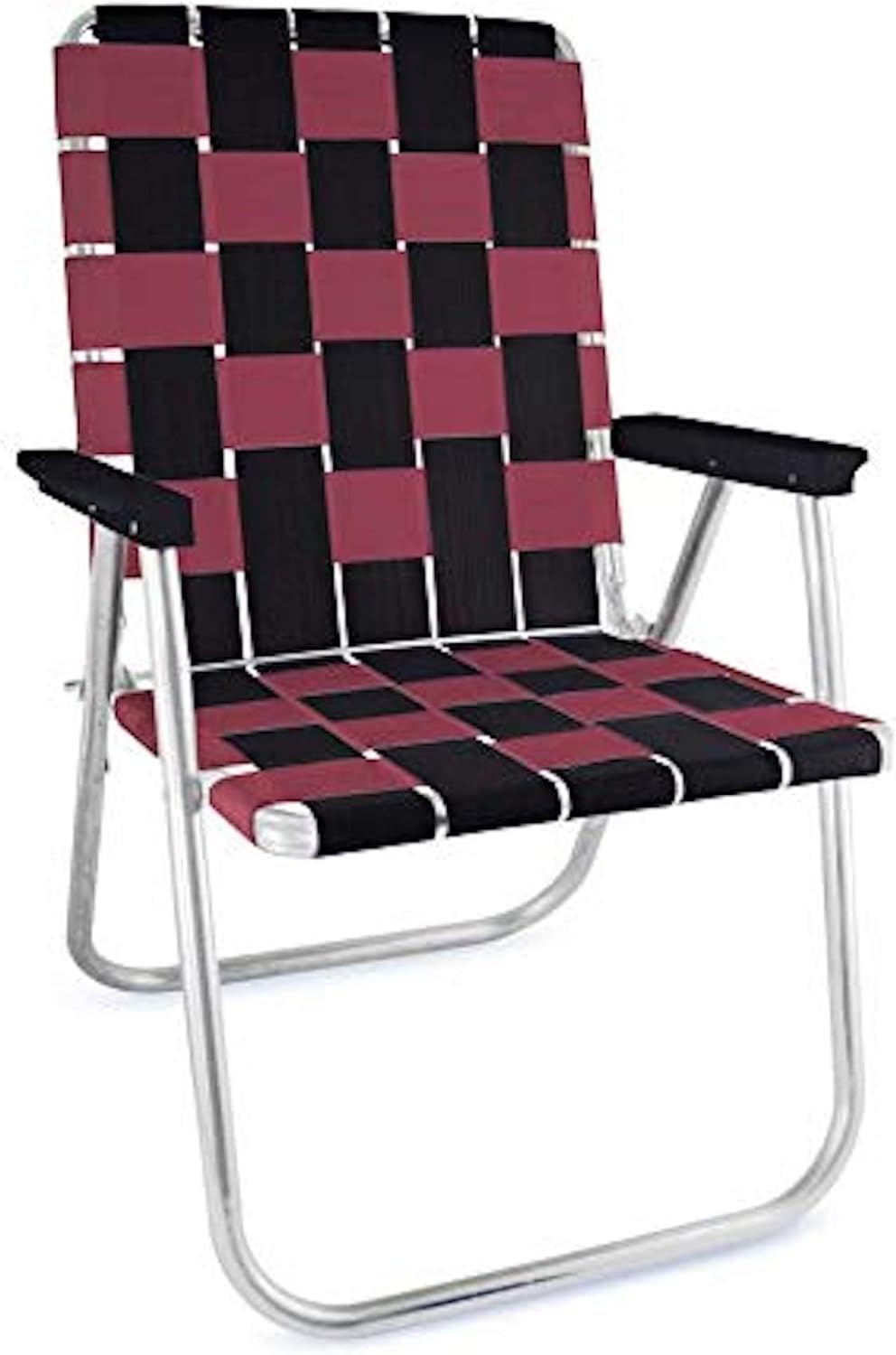 Lawn Chair USA Folding Aluminum Outdoor Patio Lawn Chair | Heavy-Duty Webbed Chairs for Camping, Sports, Beach, Yard & Tailgating | Lightweight Portable | Classic - Black/Burgundy