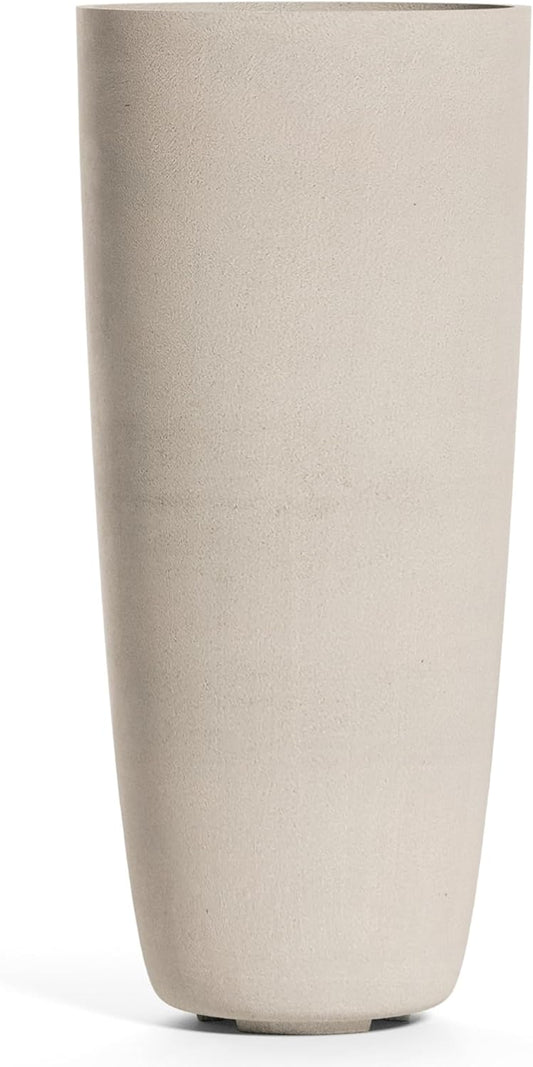 Lofto Tall Planter – Sand Stone Finish – Fiberglass Indoor/Outdoor and Weather-Resistant Large Planter (16.5" D x 36.4" H Exterior, 15.3" D x 36.2" H Interior)