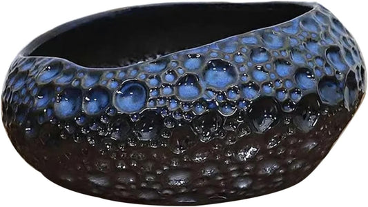 Lotus Bowl Planter, Lotus Bowls for Planting in Water Indoors, Ceramic Planters for Indoor Plants, Thickened Round Planter, for Succulent Plants Leak-Proof Design (Blue Planet)
