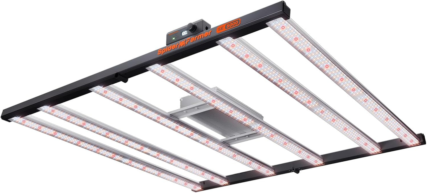 Spider Farmer SE5000 480W LED Grow Light, Samsung LM301H EVO Diodes, 2025 Upgraded Remote App Control, Full Spectrum Dimmable Daisy Chain Bar Style Growing Lamp for Indoor Plants, 4x4ft Coverage