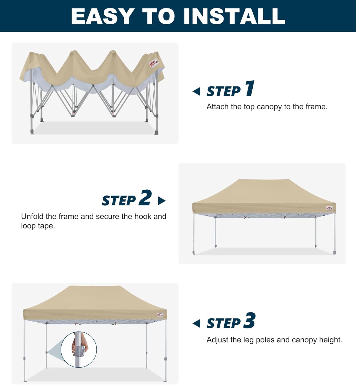 MASTERCANOPY Pop Up Canopy Tent Commercial Grade 10x15 Instant Shelter (Beige)