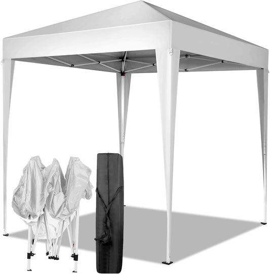 Outvita 6.5x6.5ft Pop Up Canopy Tent, Outdoor Instant Shelter Folding Canopy with Carry Bag for Commercial Events, Party, Backyard BBQ, Camping White